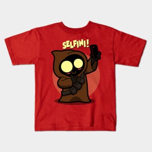 Selfini Cute Funny Alien Taking A Selfie Kids T-Shirt